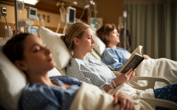 Femme consultante avec médecin discutant traitements cancer sein risques