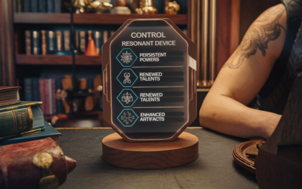 Interface de jeu affichant nouveaux pouvoirs, talents et artefacts du mode New Game Plus