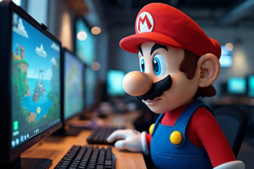 Dans les bureaux de Next Level Games, l'après-Mario Strikers Charged: La scène se déplace au Canada, dans les locaux de Next Level Games. Le récit situe l'action all por 2007, au moment où le studio bénéficie déjà d'une popularité confortable. Le texte insiste sur une d - illustration